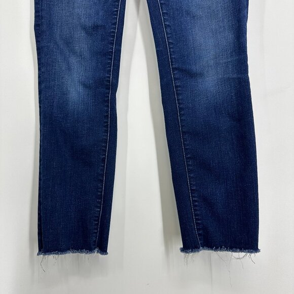 3/$25 LOFT Modern Skinny Jeans 25 Raw Frayed Hem Stretchy Medium Wash Blue Denim - Picture 5 of 7